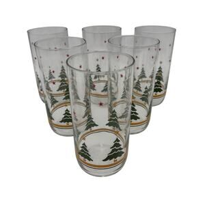 Vintage Christmas Woods Glasses by Libbey Set of 6
